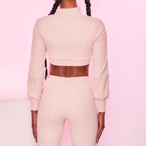 Bo+Tee ribbed zip crop jacket in cream size small - Picture 2 of 10